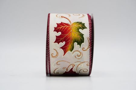 Fall Maple Leaves Wired Ribbon_KF7474GC-2-8_beige